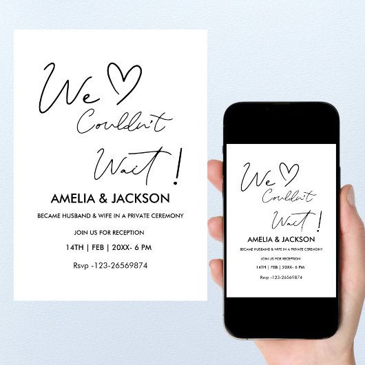 We Couldn’t Wait,Wedding Reception Invitation Kaart