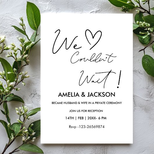 We Couldn’t Wait,Wedding  Reception Invitation  Kaart