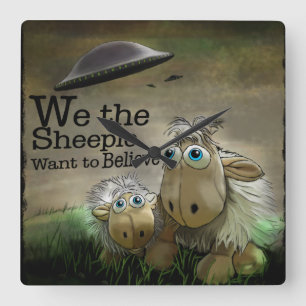 We de Sheeple Wall Clock Vierkante Klok