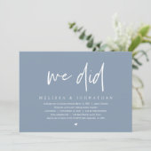 We deden, bruiloft elopement party, modern minimal kaart (Staand voorkant)