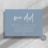 We deden, bruiloft elopement party, modern minimal kaart
