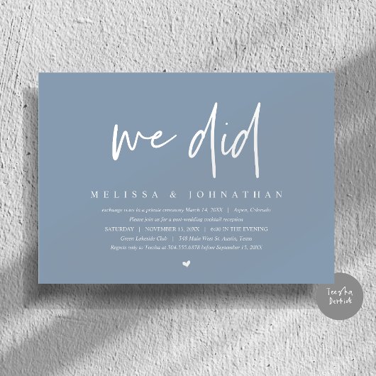 We deden, bruiloft elopement party, modern minimal kaart