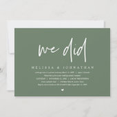 We deden, bruiloft elopement party, modern minimal kaart (Voorkant)