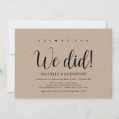 We deden dat, Wedding Elopement Reception Invites Kaart (Voorkant)