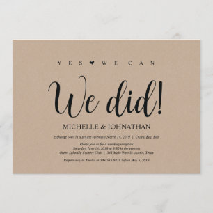 We deden dat, Wedding Elopement Reception Invites Kaart