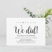 We deden dat, Wedding Elopement Reception Invites Kaart (Staand voorkant)