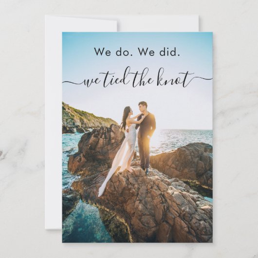 We deden de aankondiging van de Knot Elopement. (Voorkant)