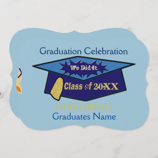 We deden het 'Blues Afstuderen Celebration' Kaart (Voorkant / Achterkant)