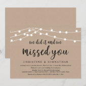 We deden het en we miste je, Wedding Elopement Inv Kaart (Voorkant / Achterkant)