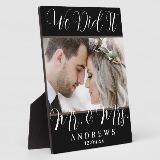 We deden het Mr & Mrs Black en White Wedding Fotoplaat (Zijkant)