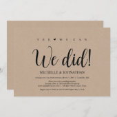 We deden het, Uitnodigingen voor bruiloft en elope (Voorkant / Achterkant)