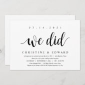 We deden, Moderne Post-Huwelijksvlucht Kaart (Voorkant / Achterkant)