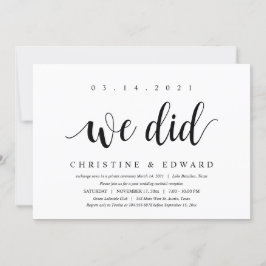 We deden, Moderne 'Post Wedding Elopement' Kaart