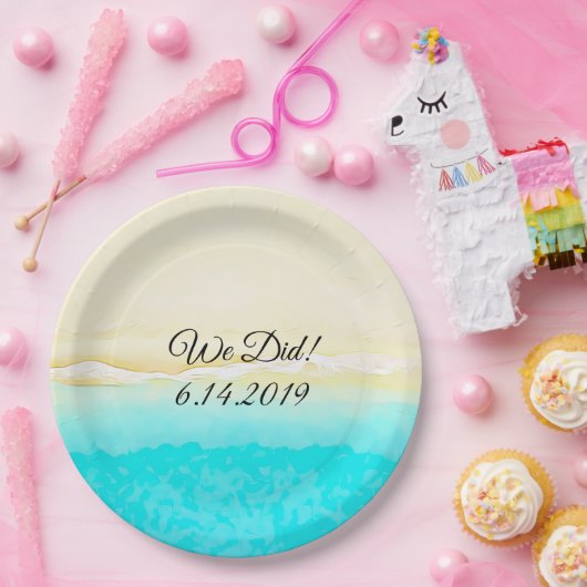 We deden Ocean Shore Blauwgroen Water papier bord (Feest)