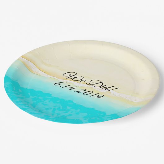 We deden Ocean Shore Blauwgroen Water papier bord (Gekanteld)