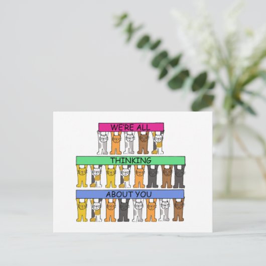We denken allemaal aan je Cartoon katten Briefkaart (Staand voorkant)