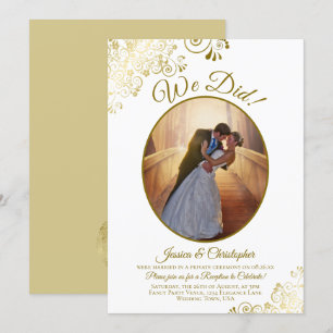 We Did! Goud & Wit Huwelijksreceptie After Party Kaart