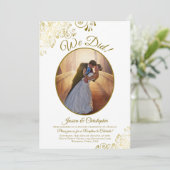 We Did! Goud & Witte Bruiloftsfeest After Party Kaart (Staand voorkant)