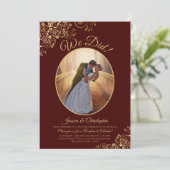 We Did! Gouden lint op Auburn Trouwreceptie Kaart (Staand voorkant)