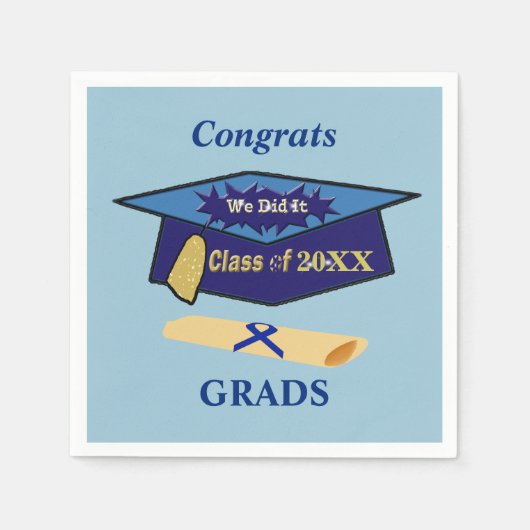 We Did It Class Blues Graduation Hat Servet (Voorkant)