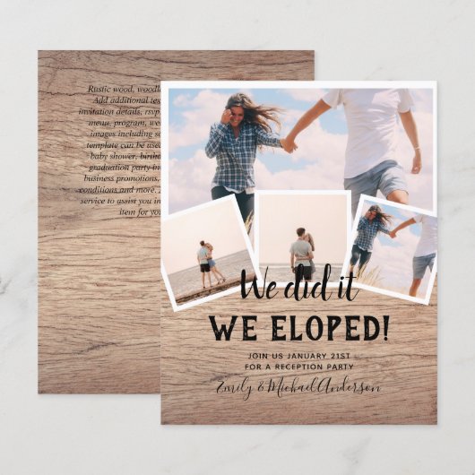 We Did It ELOPEMENT FOTO Huwelijksreceptie Budget (Voorkant / Achterkant)