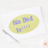 We Did It Paars en Geel Ovale Sticker (Envelop)