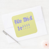 We Did It Paars en Geel Vierkante Sticker (Envelop)