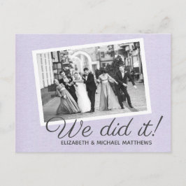 We Did It script aangepaste foto trouw bedankt Aankondigingskaart