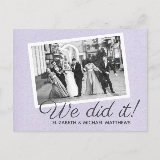We Did It script aangepaste foto trouw bedankt Aankondigingskaart (Voorkant)