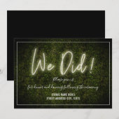 We Did White Neon Buxus Bruiloftsreceptie  Kaart (Voorkant / Achterkant)