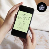 We Do 3 foto's QR Code Limoen Cream Green Wedding Kaart