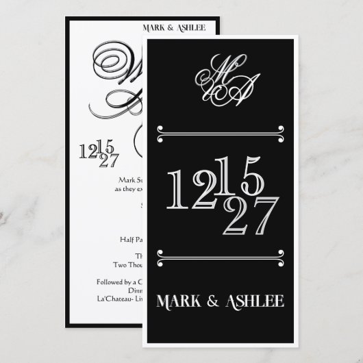 We Do 8x4 B&W Double Sided Wedding Invitation (Voorkant / Achterkant)