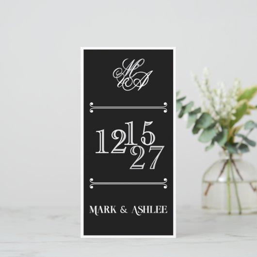 We Do 8x4 B&W Double Sided Wedding Invitation (Staand voorkant)