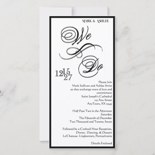We Do 8x4 B&W Double Sided Wedding Invitation (Achterkant)