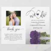 We Do Amethyst Paarse Roos & Foto Huwelijksprogram (Voorkant)