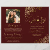 We Do Auburn Brown & Gold DIY Vouw Huwelijksprogra (Voorkant)