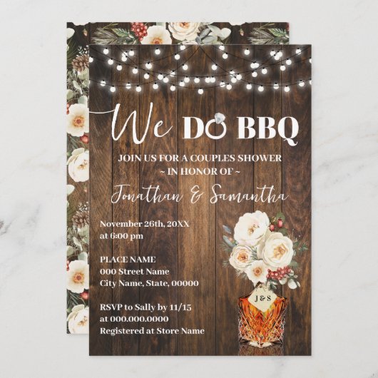 We do BBQ Couple Shower Country Winter Wedding Kaart (Voorkant / Achterkant)