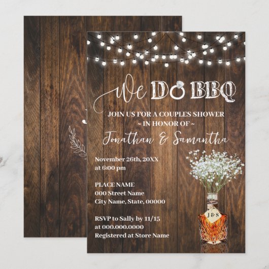We do BBQ Couple Shower Whiskey Baby Breath Kaart (Voorkant / Achterkant)