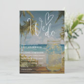We Do Beach Palm Tree Mason Jar All In One Trouwka Kaart (Staand voorkant)