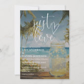 We Do Beach Palm Tree Mason Jar QR Code Trouwen Kaart (Voorkant)