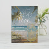 We Do Beach Palm Tree Mason Jar QR Code Trouwen Kaart (Staand voorkant)