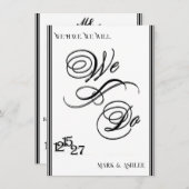 We Do, Black & White Wedding Invitation Kaart (Voorkant / Achterkant)