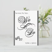We Do, Black & White Wedding Invitation Kaart (Staand voorkant)