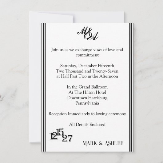 We Do, Black & White Wedding Invitation Kaart (Achterkant)