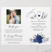 We Do! Blauwe Boho Rozen DIY Gevouwen Huwelijkspro (Voorkant)
