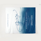 We Do Blue Ombre Watercolor Wave Trouwen Wandkleed (Voorkant (horizontaal))