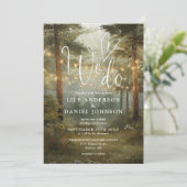 We Do Boho Bos String Lights Trouwfoto Kaart (Staand voorkant)