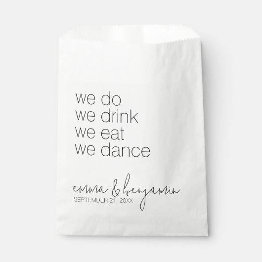 We Do Drink Eat Dance - Modern Huwelijk Bedankzakje (Voorkant)