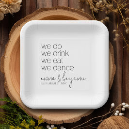 We Do Drink Eat Dance - Moderne Trouwdag Papieren Bordje