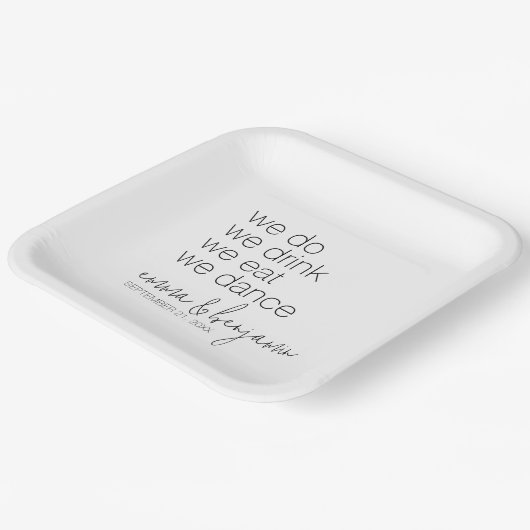 We Do Drink Eat Dance - Moderne Trouwdag Papieren Bordje (Gebogen)